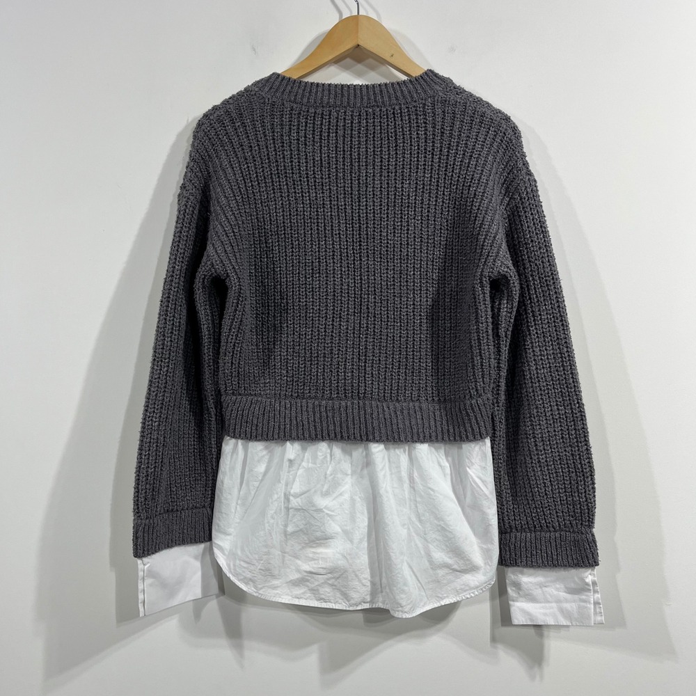 Anthropologie Mixed Media Layered Cardigan Sweater Women Small 2-in-1 Minimalist - Picture 5 of 12